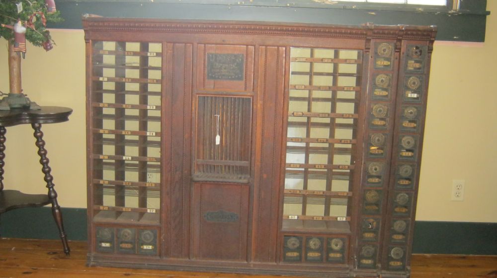 Photo Original Finish Oak Post Office Window Callaway Antiques