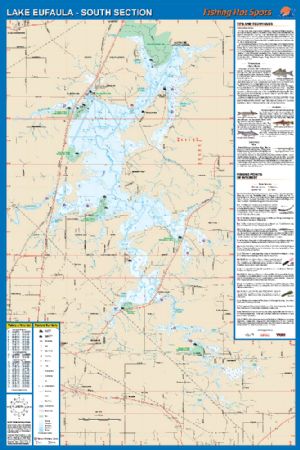 Map Of Lake Eufaula Oklahoma Lake Eufaula (South Section), Oklahoma (South Of Hwy 9 Bridge) Waterproof  Map (Fishing Hot Spots) – Lake Maps